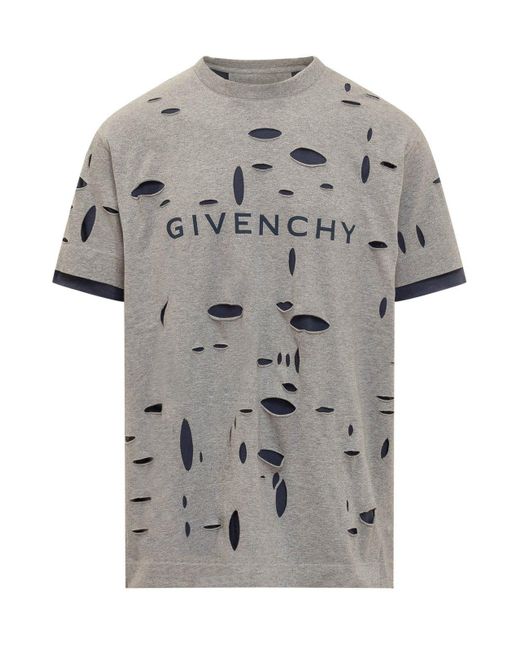 Givenchy Gray Oversized T-shirt In Destroyed Cotton for men