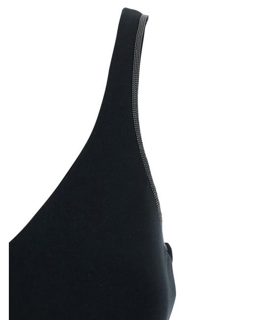 Brunello Cucinelli Black V-Neck Tank Top Cotton