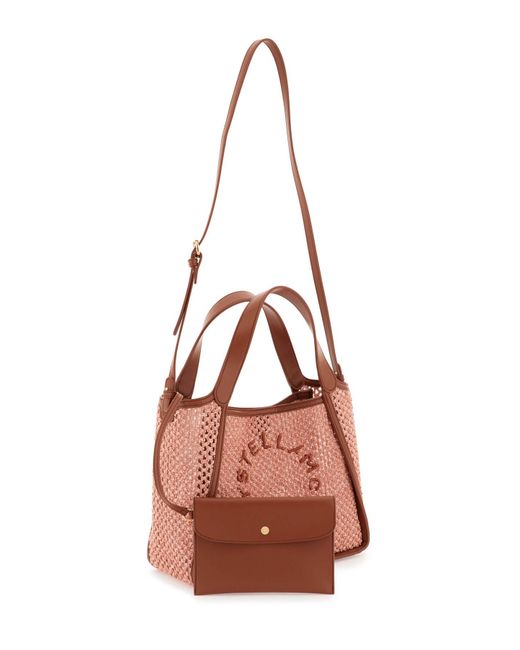Stella McCartney Pink Raffia Effect Nylon Crossbody Bag
