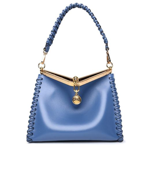 Etro Blue Small Vela Leather Bag