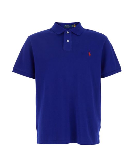 Polo Ralph Lauren Blue "Regular Fit" Polo Shirt With Pony Detail On The Front for men