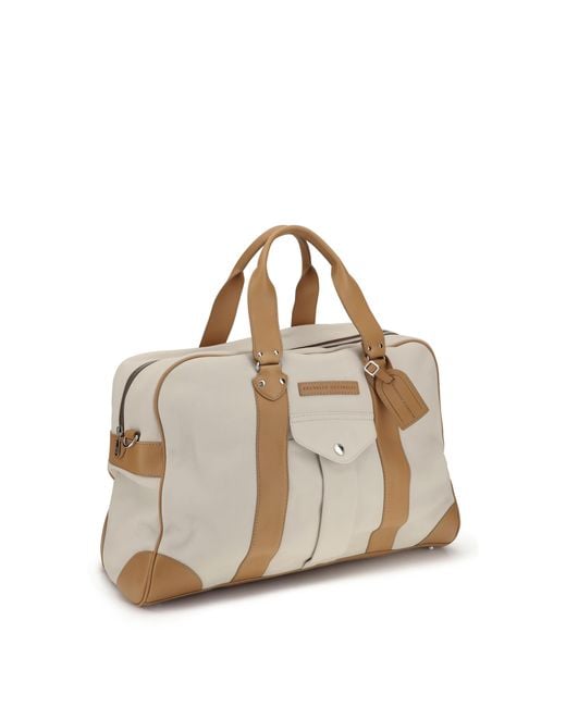 Brunello Cucinelli Natural Street Travel Bag Calf Leather Bos Taurus for men