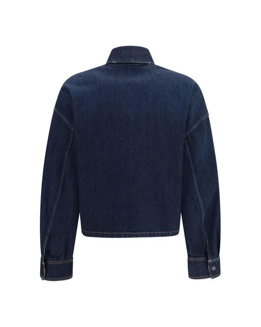 Prada Blue Denim Shirt With Logo Cotton