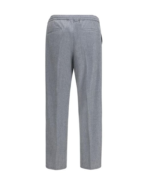 Brunello Cucinelli Gray Virgin Wool Pants Fleece Ovis Aries for men
