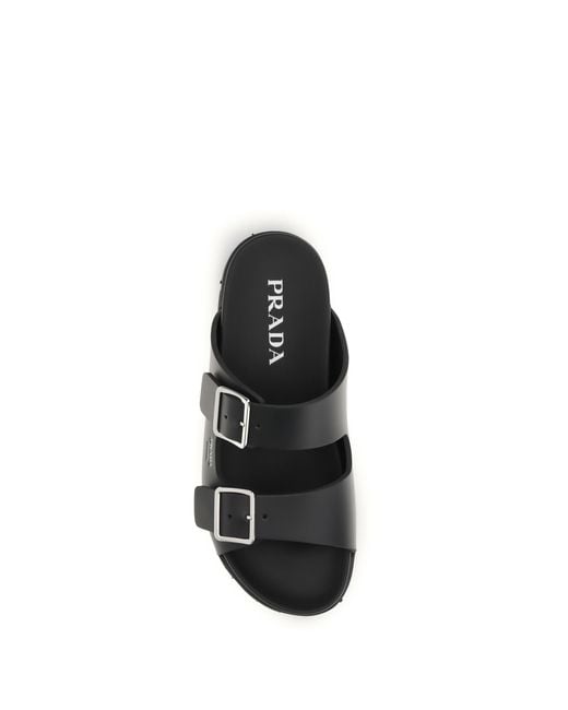 Prada Black Leather Sandals for men