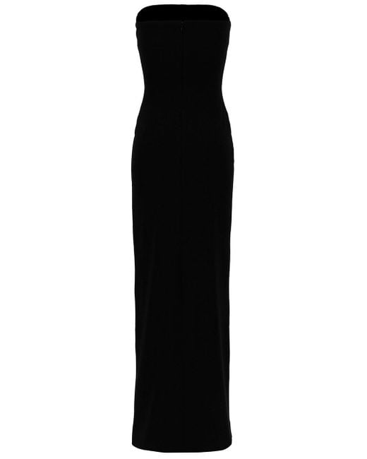 Solace London 'bysha' Long Black Dress With Front Split In Stretch Fabric Woman