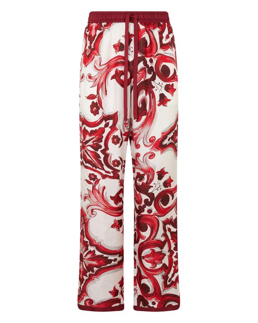 Dolce & Gabbana Red Trousers Printed Silk for men