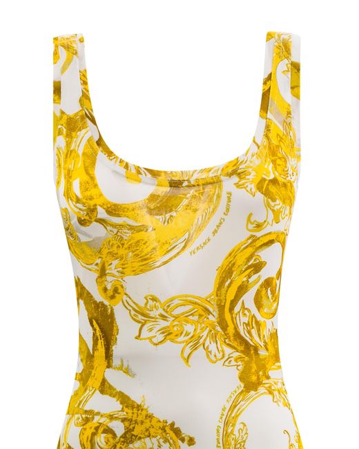 Versace Metallic Barocco-Print Midi Dress