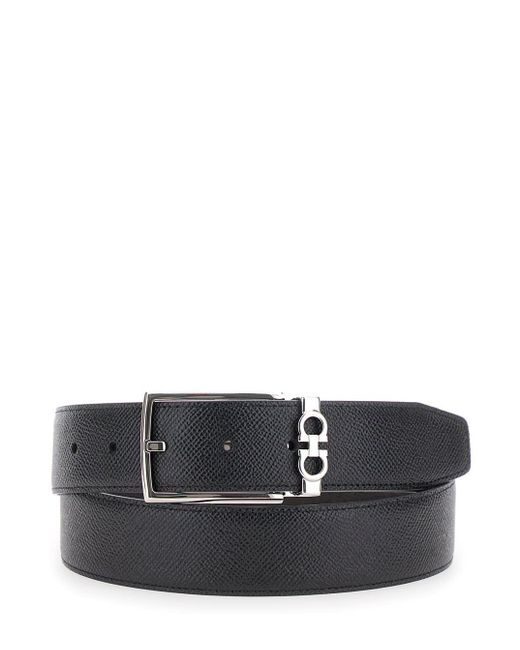 Ferragamo Black Reversible Belt With Gancini Buckle Belt for men