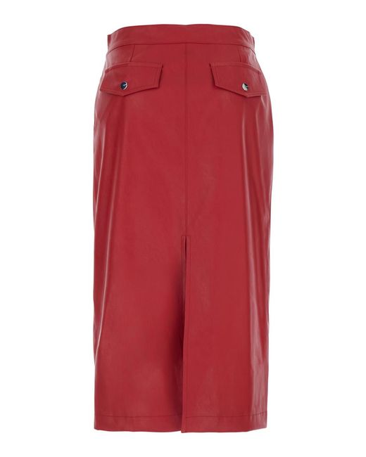 Pinko Red Skirt With Suede Effect, Polyester