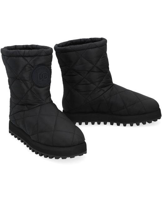Dolce & Gabbana Black Quilted Nylon Winter Boots Polyamide for men