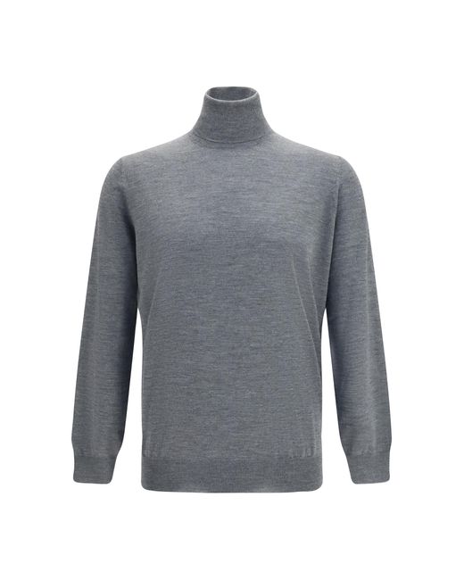 Brunello Cucinelli Gray Wool Turtleneck Sweater for men