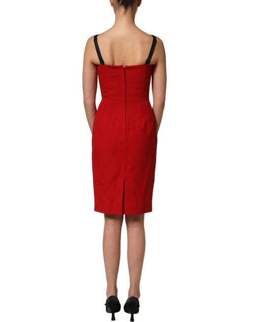 Dolce & Gabbana Red Stretch Bodycon Sheath Knee Length Dress