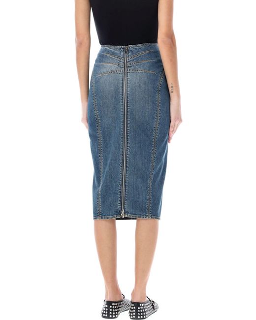Alaïa Blue Pencil Denim Skirt