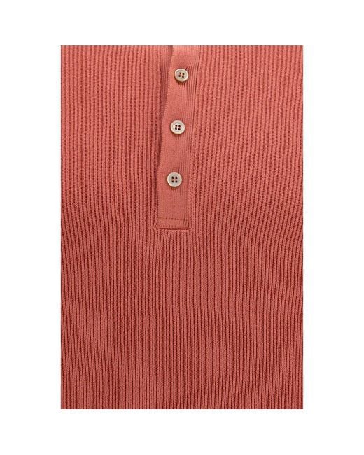 Brunello Cucinelli Red Multicolor Cotton Polo Shirt for men