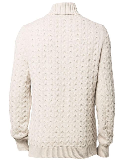 Fedeli White Virgin Wool-Cashmere Blend Jumper for men