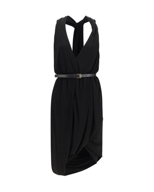 Loewe Black Dress Draped Viscose