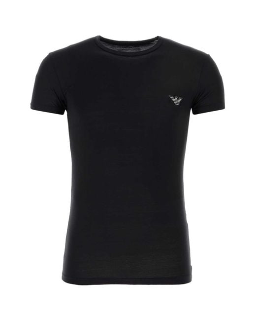 Emporio Armani Black Multicolor Stretch Viscose T-shirt Set for men