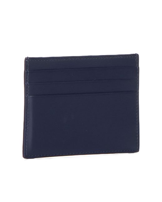 Ferragamo Blue Logo Leather Card Holder for men