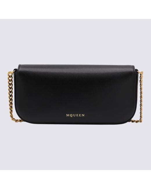 Alexander McQueen Black Skull Flower Leather Shoulder Bag
