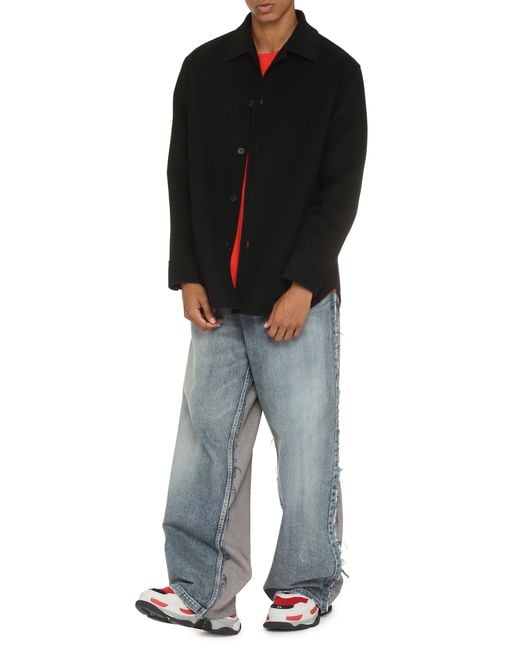 Jil Sander Black Overshirt Cashmere Coat for men