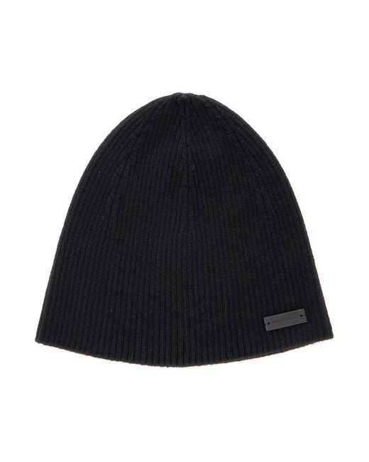 Saint Laurent Blue Beanie With Logo Patch for men