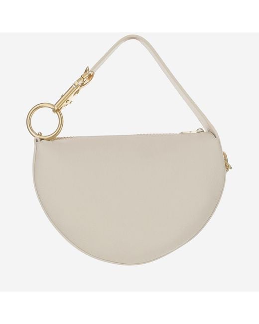 Burberry White Knight Arc Bag Calf Grain Leather Shoulder