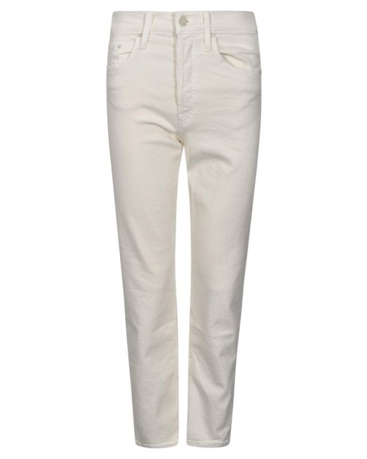 Mother White Fitted Buttoned Jeans