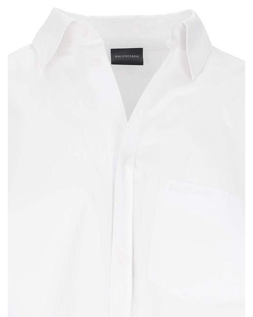 Balenciaga White Oversize Shirt With Pocket