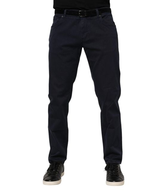 Dolce & Gabbana Blue Cotton Tapered Denim Jeans for men