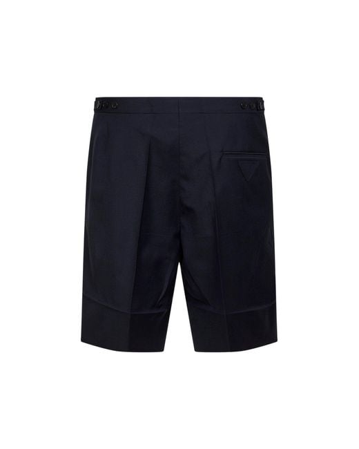 Prada Blue Wool And Mohair Tailored Bermuda Shorts Virgin for men