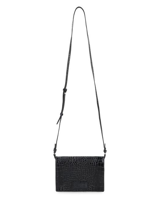 MM6 by Maison Margiela Black Shoulder Bag Crocodile-Embossed Leather Cow Hide