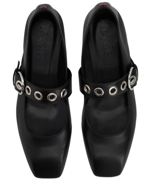 Aeyde Black Mary-Jane Shoe With Eyelets Upper: Nappa Leather