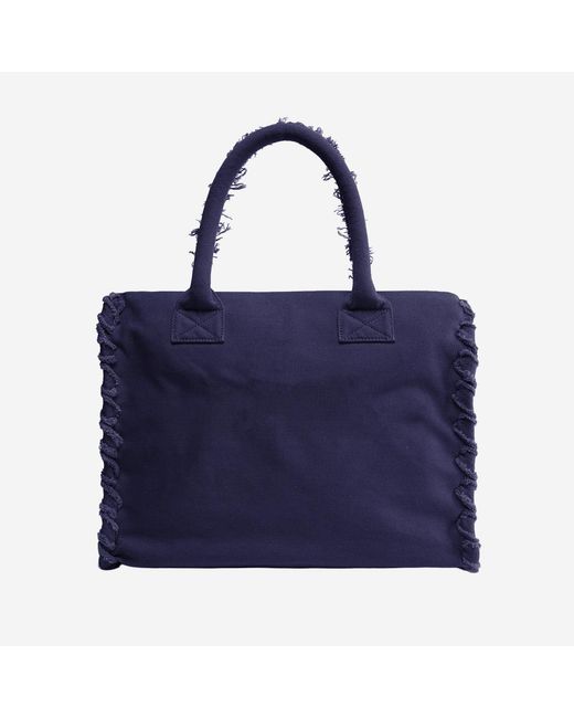 Pinko Blue Cotton Shopper Bag Handbags