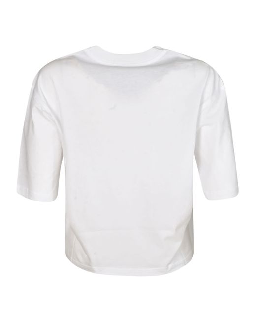 Moschino White Bear Logo Cropped T-Shirt