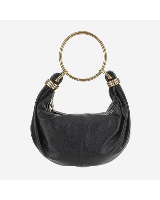 Chloé Black Small Leather Hobo Bag Calf Shoulder