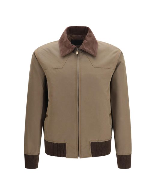 Prada Brown Jacket With Corduroy Collar Cotton for men