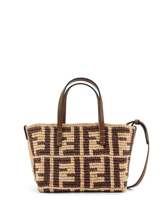 Fendi Metallic Raffia Mini Roll Shoulder Bag