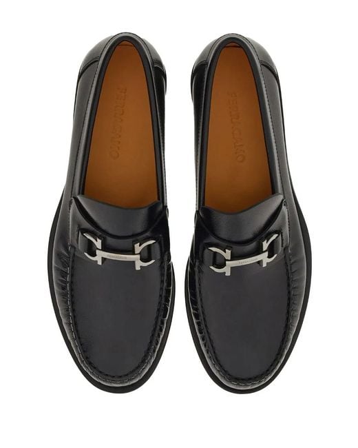Ferragamo Black British Gancini Loafers for men