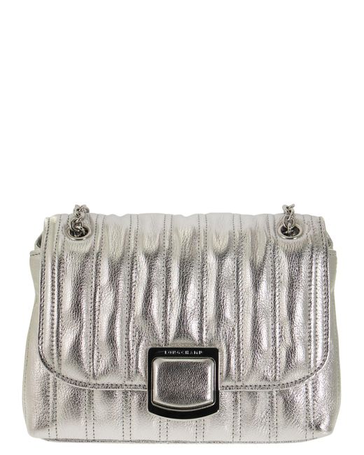 Longchamp Leather Brioche Métal Crossbody Bag S in Silver (Metallic