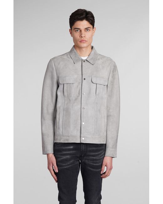 Salvatore Santoro Gray Leather Jacket In Grey Leather for men