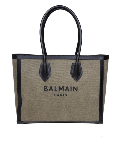 Balmain Tote Bag Barmy 42 In Canvas And Leather in Black Lyst