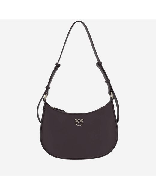 Pinko Black Shoulder Bag Simply Love Half-Moon Leather