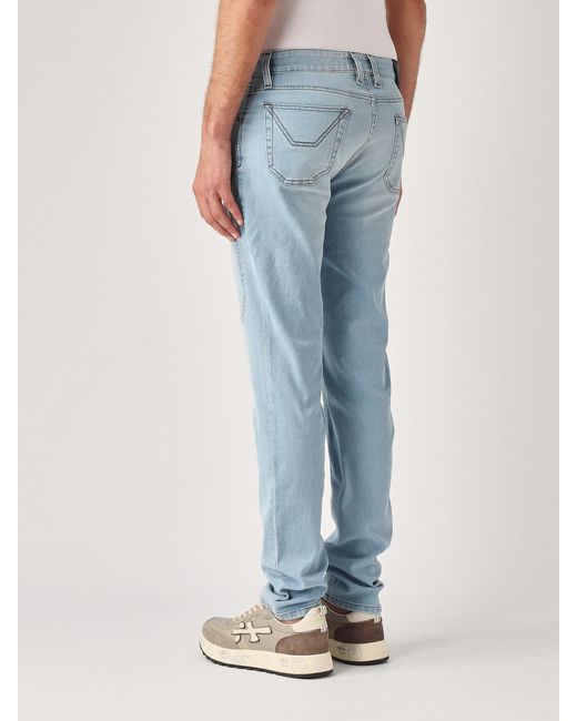 Jeckerson Blue John 5 Tasche Toppa Slim Trousers for men
