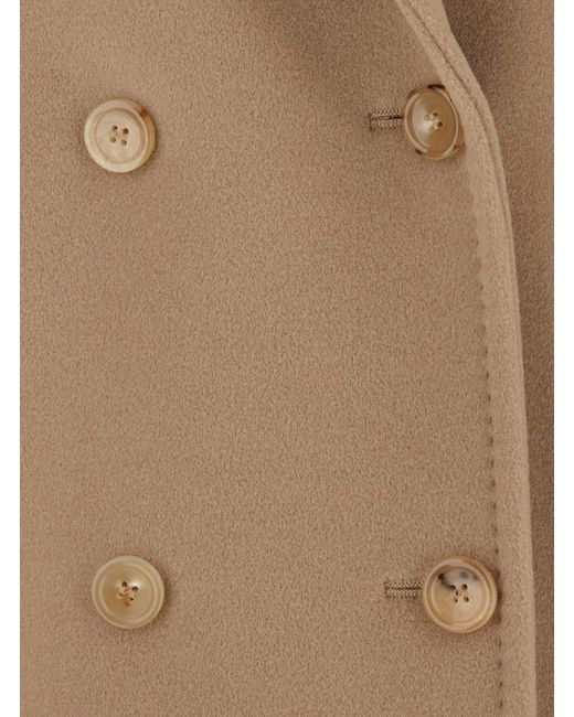 Max Mara Natural Coat Rebus Double-Breasted Wool