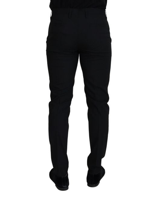 Dolce & Gabbana Black Elegant Wool-Blend Trousers for men