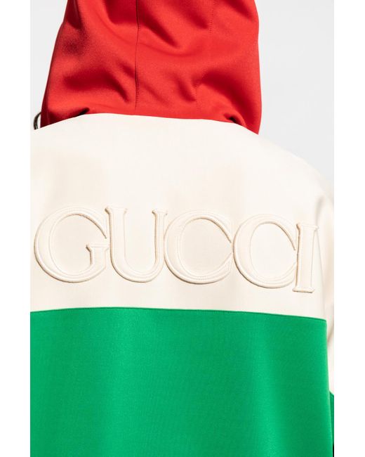 Gucci Green Hoodie With Web Stripe for men
