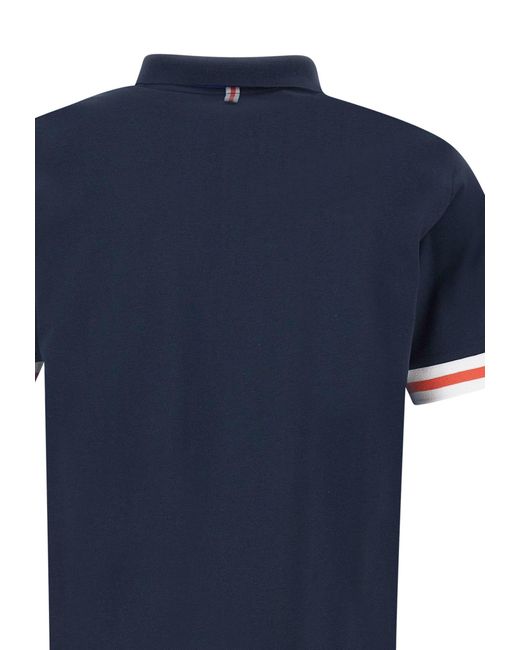 Sun 68 Blue Stripes Cotton Polo Shirt for men