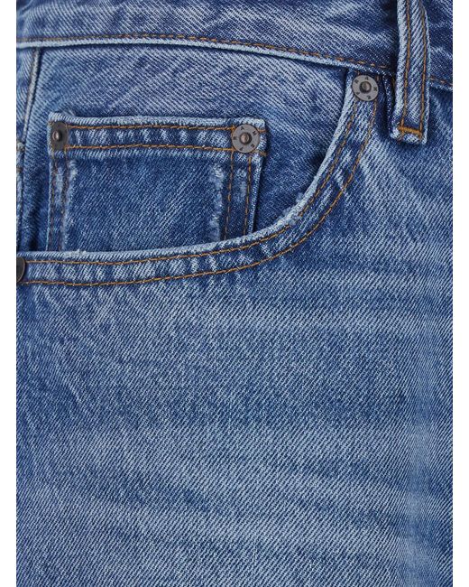 FRAME Men's Blue Relaxed Jean With High Waist And Pockets For
