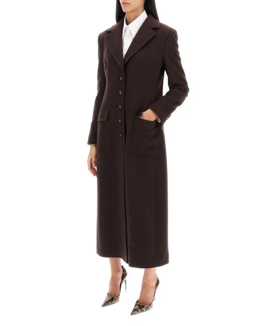 Dolce & Gabbana Black Shaped Coat In Wool And Cashmere